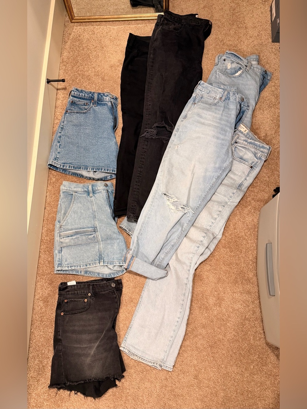Abercrombie & Fitch Black and Light Blue Denim Shorts Lot